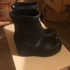 Hunter platform wedge rain boot